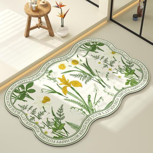 Flower Soft Diatom Mud Anti Slip Quick Drying Bathroom Mat