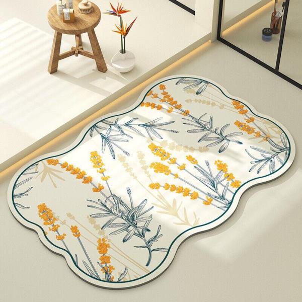 Flower Soft Diatom Mud Anti Slip Quick Drying Bathroom Mat