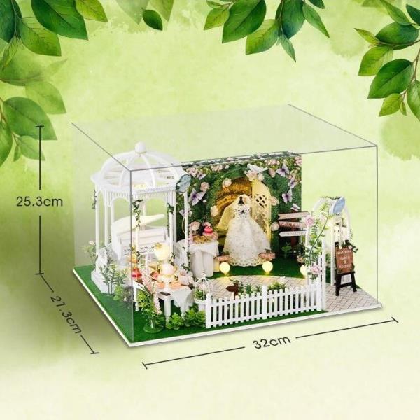 DIY Romantic Wedding Day Furniture Light 3D Music Miniature Dollhouse