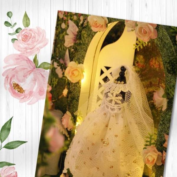 DIY Romantic Wedding Day Furniture Light 3D Music Miniature Dollhouse