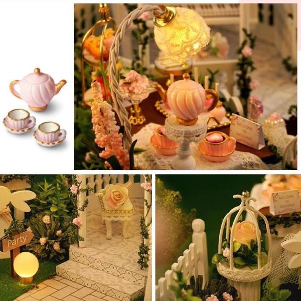 DIY Romantic Wedding Day Furniture Light 3D Music Miniature Dollhouse