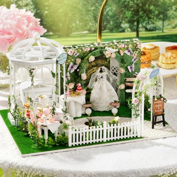 DIY Romantic Wedding Day Furniture Light 3D Music Miniature Dollhouse