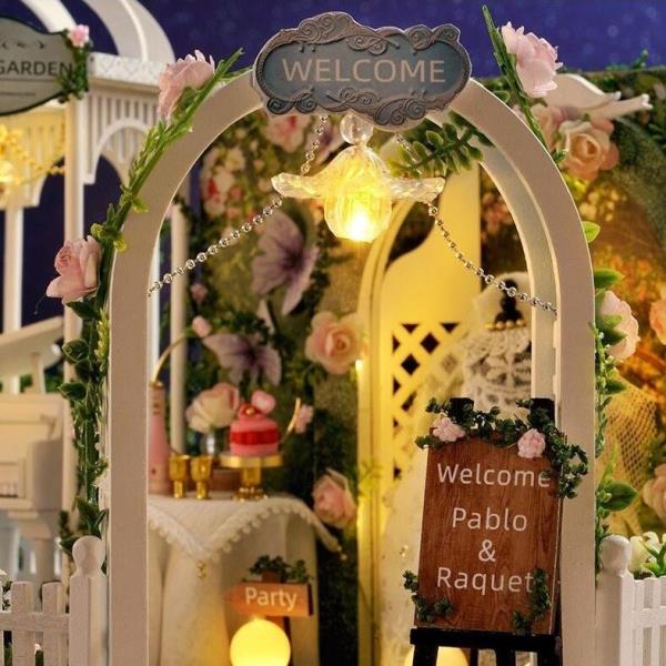 DIY Romantic Wedding Day Furniture Light 3D Music Miniature Dollhouse