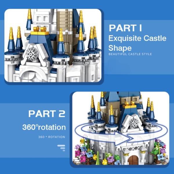 DIY Princess Castle 3D Rotating Music Miniature Dollhouse