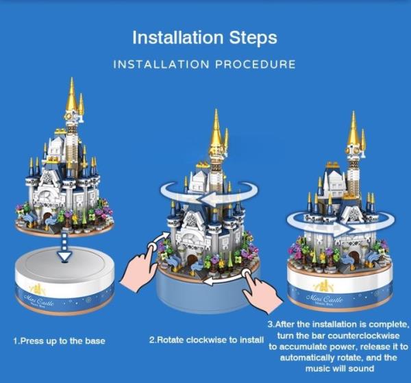 DIY Princess Castle 3D Rotating Music Miniature Dollhouse