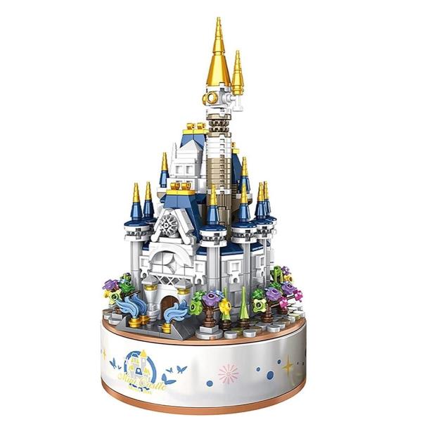 DIY Princess Castle 3D Rotating Music Miniature Dollhouse