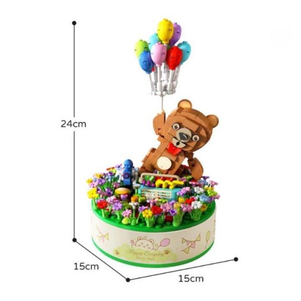 DIY Bear Balloon Park 3D Rotating Music Miniature Dollhouse