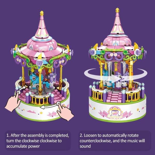 DIY Sweet Melody Carousel 3D Rotating Music Miniature Dollhouse