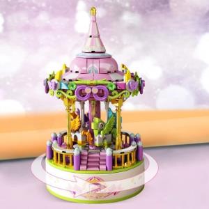 DIY Princess Castle 3D Rotating Music Miniature Dollhouse