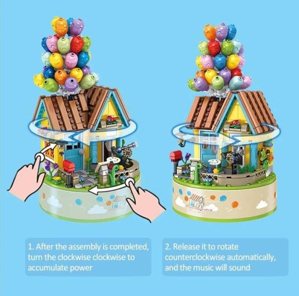 DIY Travel World Balloon 3D Rotating Music Miniature Dollhouse