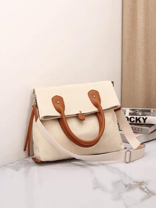 White Canvas Crossbody Handbag