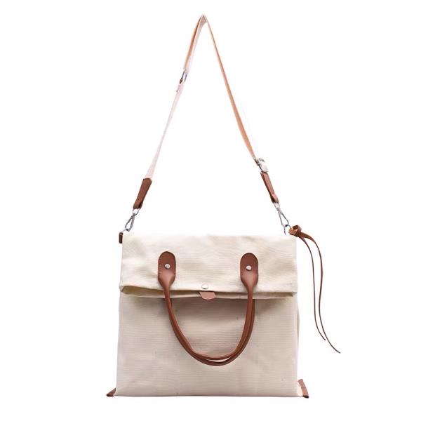 White Canvas Crossbody Handbag