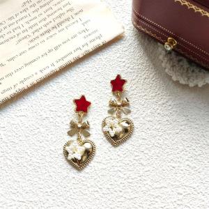 Gold Retro Vintage Pearl Hollow Earrings