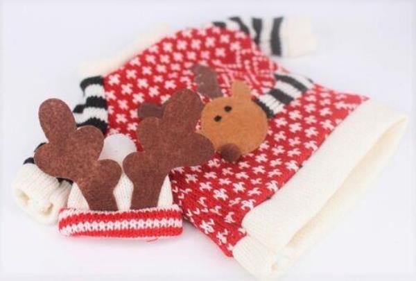 2 Pcs Christmas Reindeer Woven Wine Bottle Cover Decorations