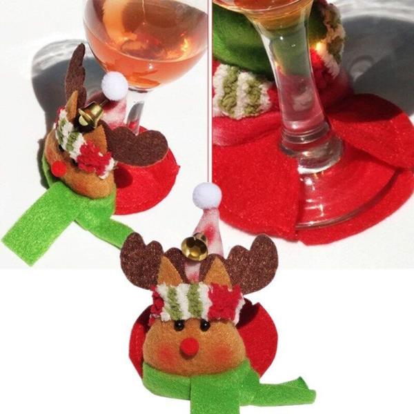 3 Pcs Christmas Champagne Wine Glass Ornaments