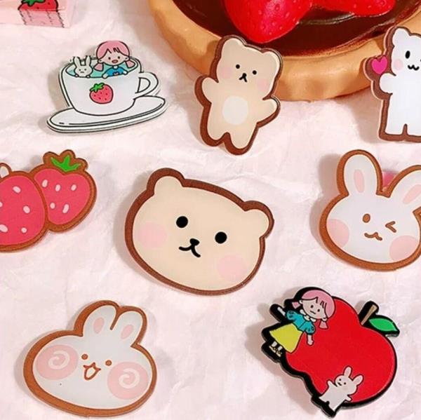 7 Pcs Cartoon Acrylic Lapel Badge Brooches