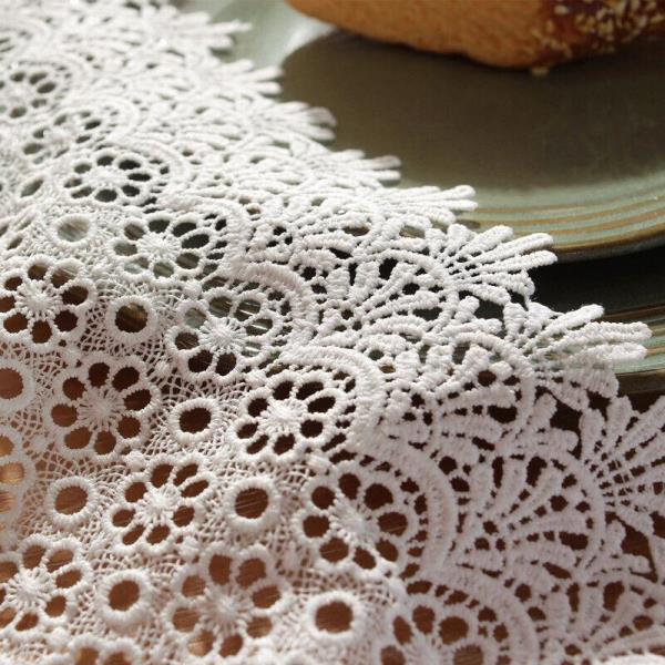 180 CM White Retro Wave Lace Flower Rectangle Dining Table Runner