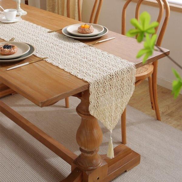 180 CM Cotton Luxury Lace Tassel Dining Cloth Table Runner