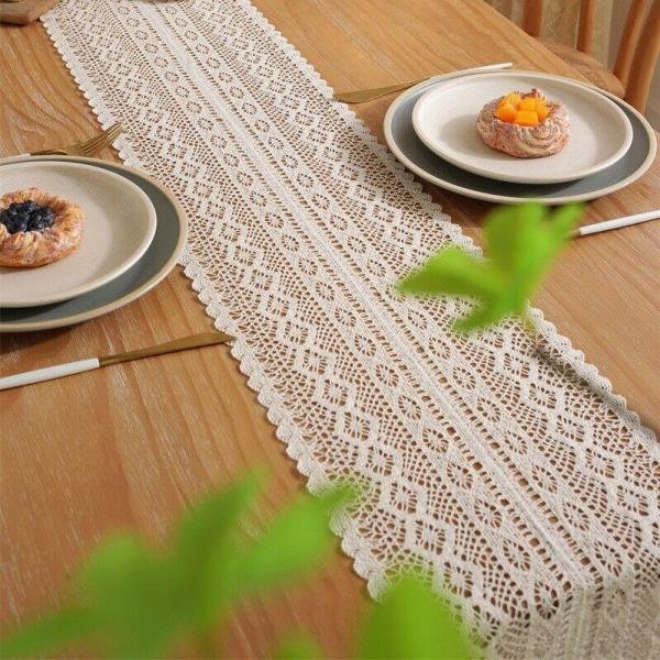 180 CM Cotton Luxury Lace Tassel Dining Cloth Table Runner