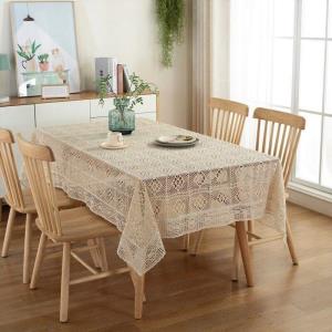 180 CM White Retro Wave Lace Flower Rectangle Dining Table Runner