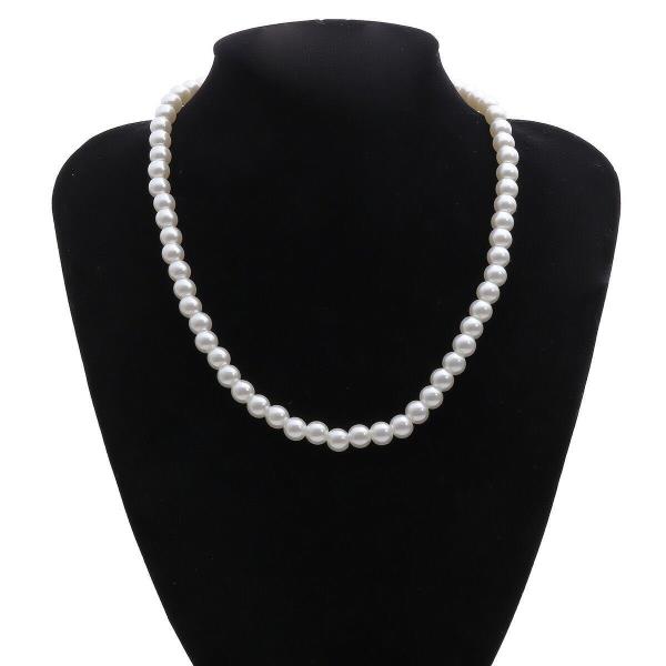 Retro Vintage Simple Round White Faux Pearl Necklace