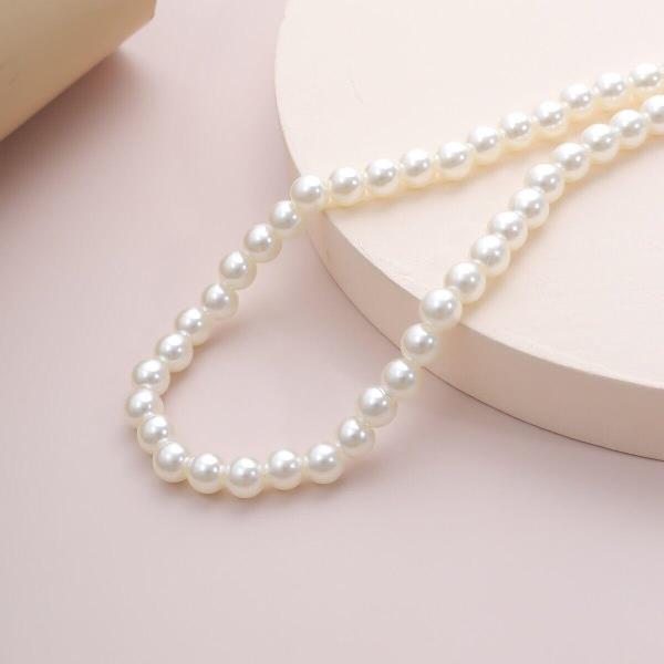 Retro Vintage Simple Round White Faux Pearl Necklace