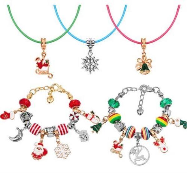 DIY Christmas Charm Pendant Beads Craft Bracelet