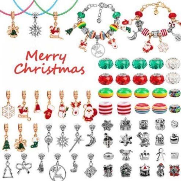 DIY Christmas Charm Pendant Beads Craft Bracelet