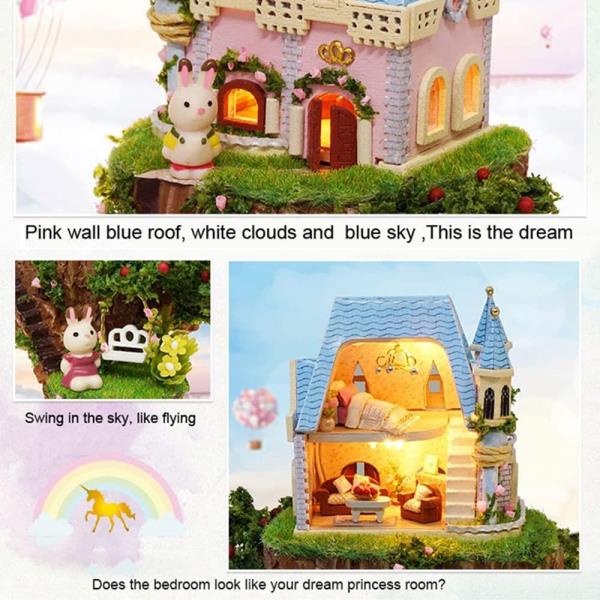 Cutebee Dream Of Sky DIY Rotating Music Box Miniature Dollhouse