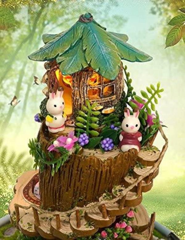 Cutebee Forest Whim DIY Rotating Music Box Miniature Dollhouse