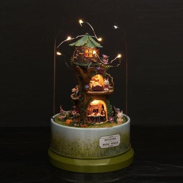 Cutebee Forest Whim DIY Rotating Music Box Miniature Dollhouse