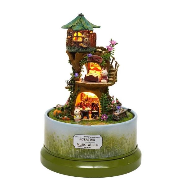 Cutebee Forest Whim DIY Rotating Music Box Miniature Dollhouse