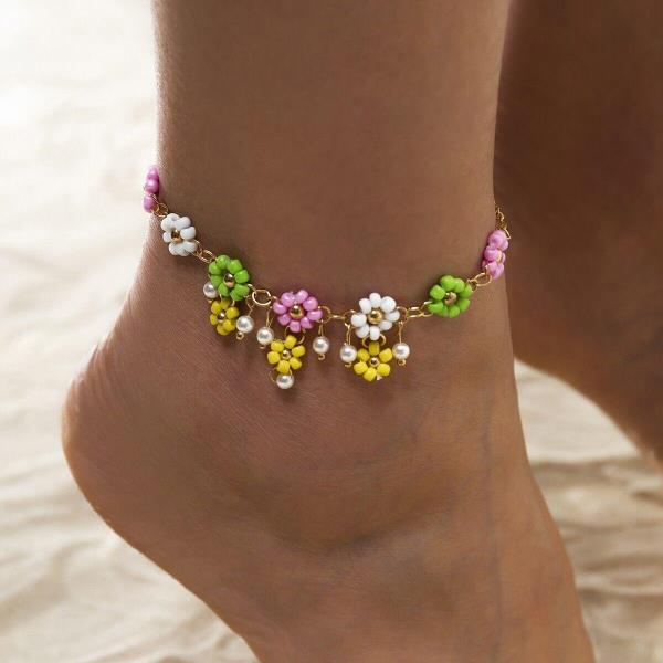 Flower Beach Multicolour Beads Anklet Foot Jewellery