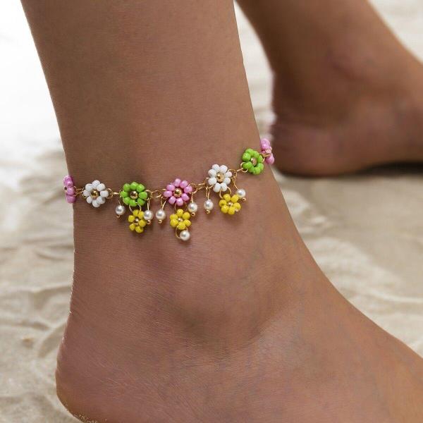 Flower Beach Multicolour Beads Anklet Foot Jewellery