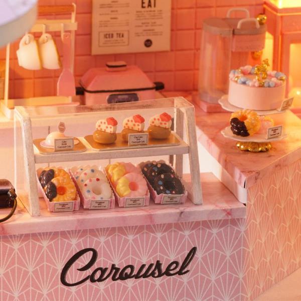 Cute Room DIY Pink Patisserie Cake Shop Music Miniature Dollhouse