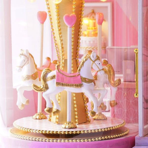 Cute Room DIY Pink Patisserie Cake Shop Music Miniature Dollhouse