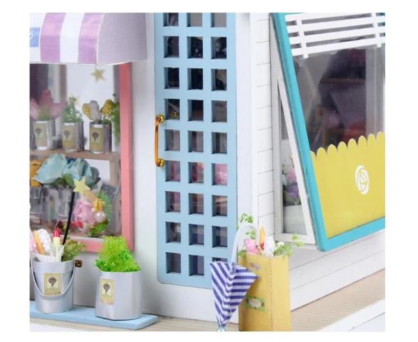 DIY Wooden LED 3D Flower House Miniature Dollhouse