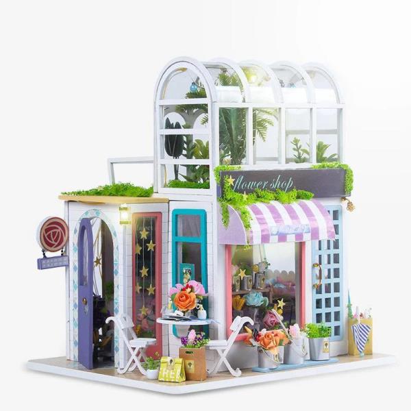 DIY Wooden LED 3D Flower House Miniature Dollhouse