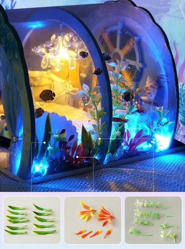 DIY LED 3D Deep Ocean Home Miniature Dollhouse