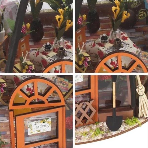 DIY LED Starry Sky 3D Flower Wooden House Miniature Dollhouse