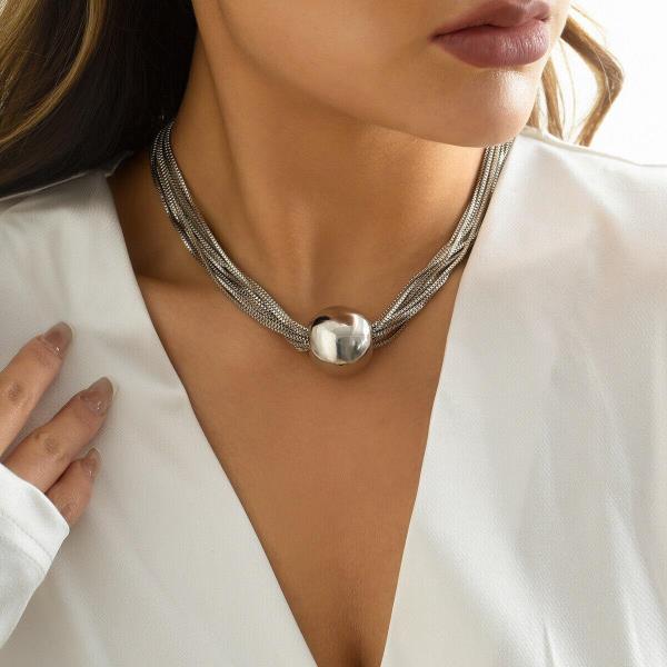 Punk Multi Layer Ball Pendant Clavicle Choker