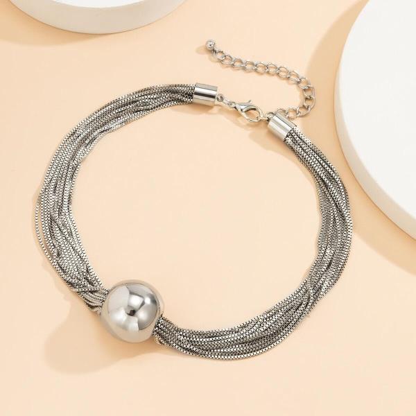 Punk Multi Layer Ball Pendant Clavicle Choker