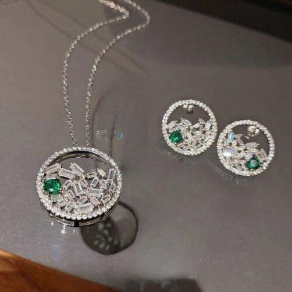 Luxury 18K Platinum Plated Zircon Star Tear Earrings Necklace Set