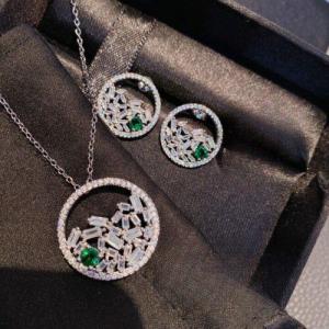 Luxury 18K Platinum Plated Zircon Star Tear Earrings Necklace Set