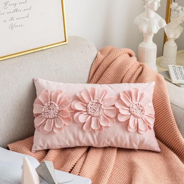 Modern 3D Flower Rectangle Sofa Cushion Pillow Cover