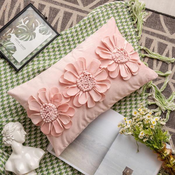 Modern 3D Flower Rectangle Sofa Cushion Pillow Cover