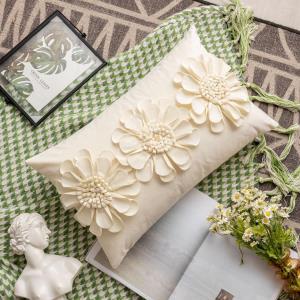 Modern Linen Flower Sofa Cushion Pillow Cover