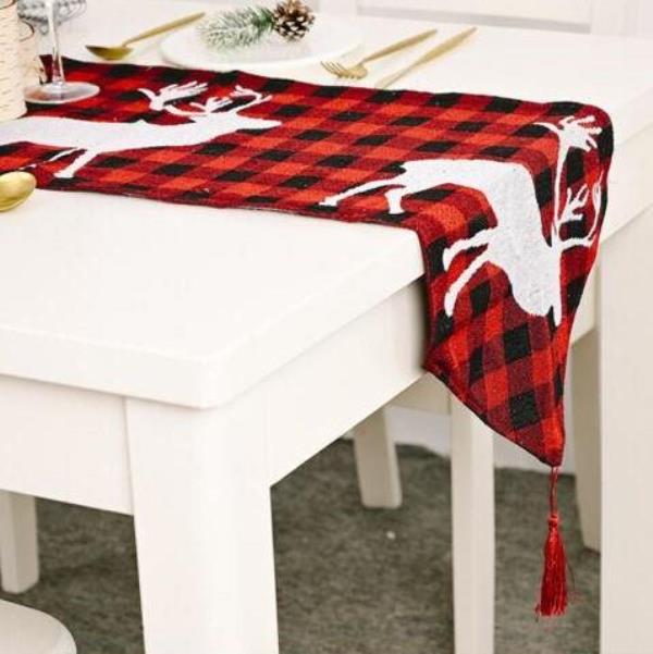 Christmas Red Reindeer Dining Table Runner