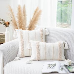 Bohemian White Tassel Sofa Cushion Pillow Cover