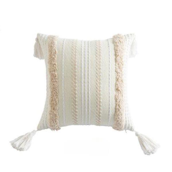 Bohemian White Tassel Sofa Cushion Pillow Cover